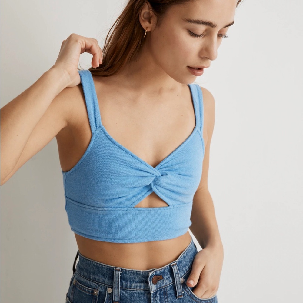 Madewell Cutout Knot-Front Crop Tank Top
